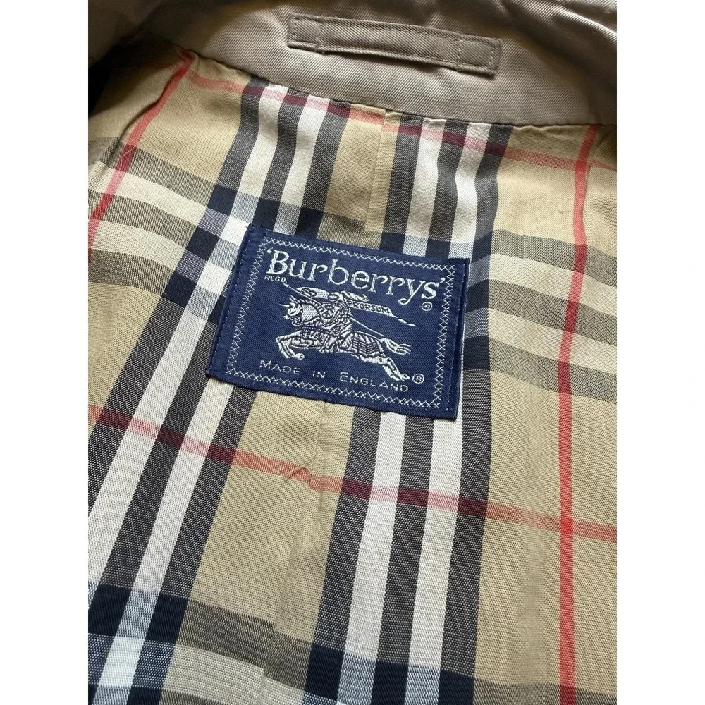 VTG BURBERRYS Double Breasted‎ Belted Trench Coat NOVA CHECK Liner 54 R England - Picture 2 of 13